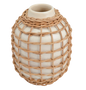 Rattan Wrapped White Vase