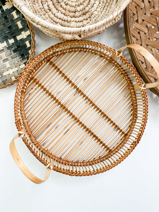 Round Bamboo Tray w/ Handles